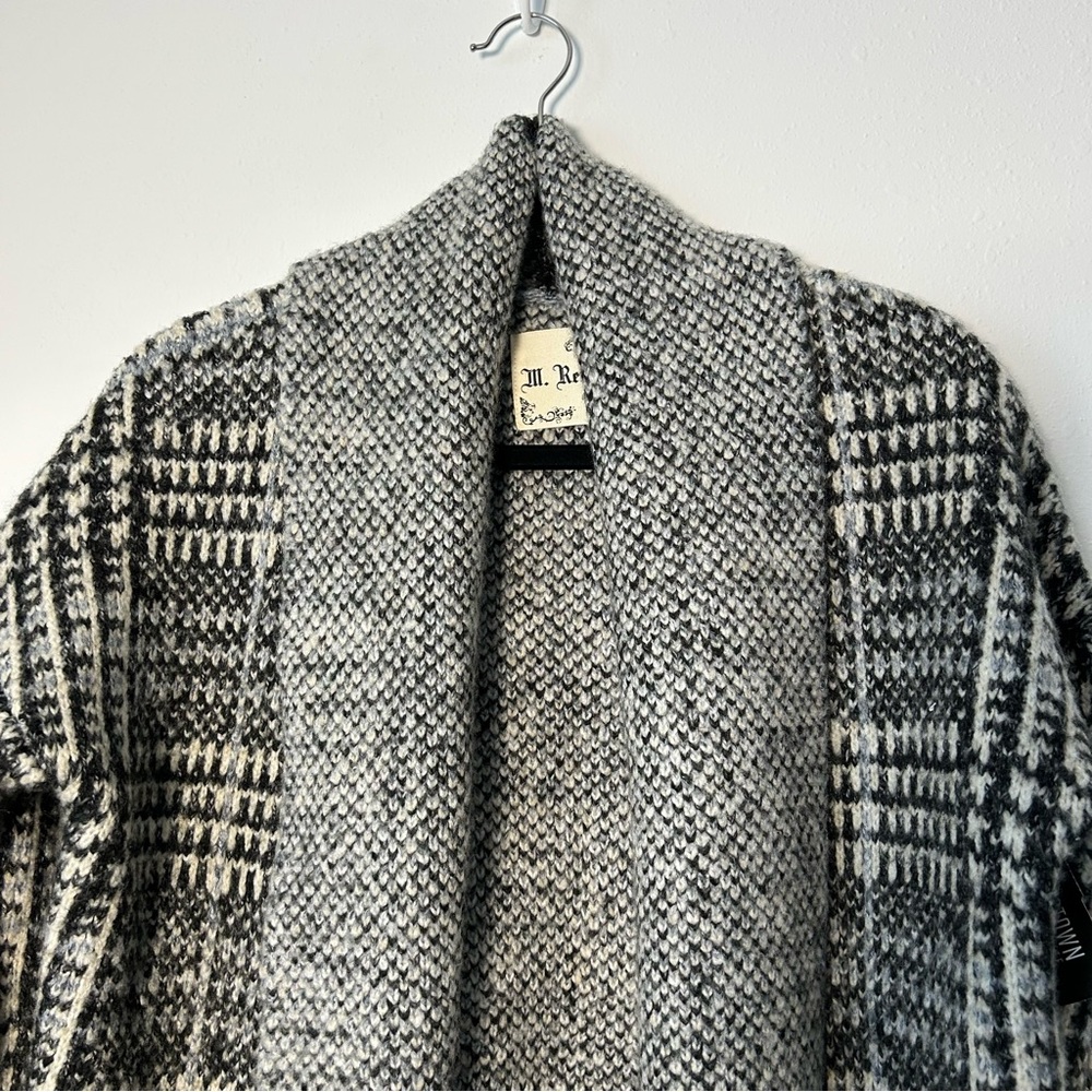 M. Rena Open Front Gray Patterned Women's‎ Sweater Cardigan - Picture 6 of 9